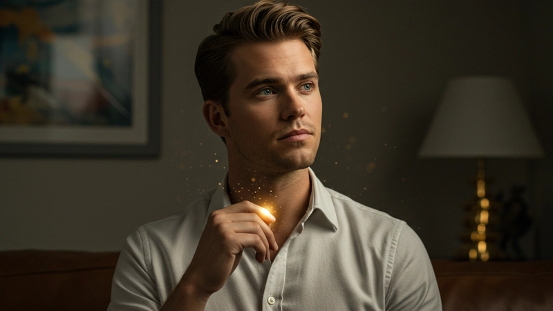 charlie wade, the amazing son-in-law, in a simple suit with a subtle dragon aura