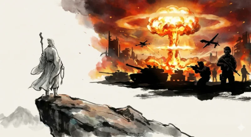 Illustration of Wu Bolin realizing modern military weapons power exceeds cultivation abilities