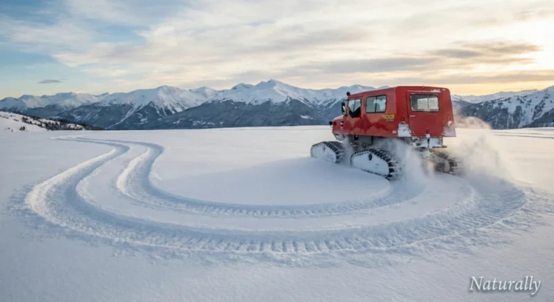 Wu Bolin's expedition vehicle making a U-turn fleeing from McMurdo Station