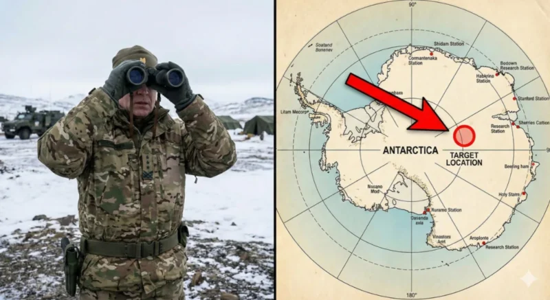 American military commander ordering an attack towards Japan's Showa Research Station