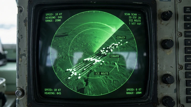 Thermal imaging shows a convoy of heavy Japanese vehicles moving across Antarctica.