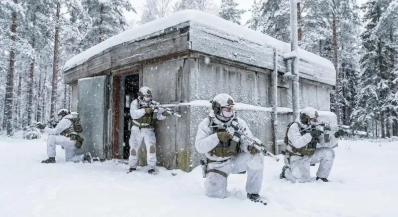 United States Navy SEALs surrounding Japan's Showa Research Station in Antarctica