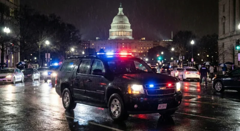 White House Press Secretary rushing to office at midnight to handle global crisis
